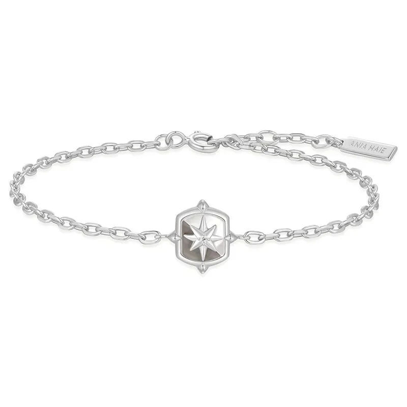 ANIA HAIE SILVER BLOCK MOTHER OF PEARL STAR BRACELET B067-03H