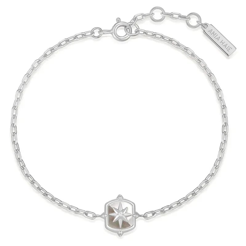 ANIA HAIE SILVER BLOCK MOTHER OF PEARL STAR BRACELET B067-03H
