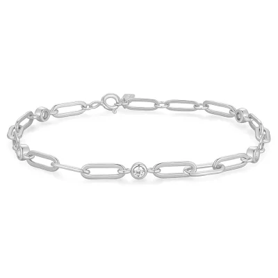 ANIA HAIE SILVER BEZEL PAPER CLIP CHAIN BRACELET B069-01H