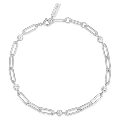 ANIA HAIE SILVER BEZEL PAPER CLIP CHAIN BRACELET B069-01H