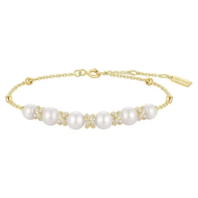 ANIA HAIE GOLD SPARKLING BRAIDED SHELL PEARL BRACELET B069-03G