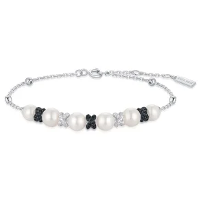 ANIA HAIE SILVER SPARKLING BRAIDED SHELL PEARL BRACELET B069-03T