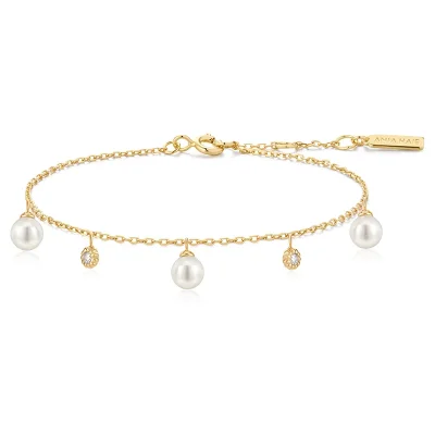 ANIA HAIE GOLD PEARL & SPARKLE DROP BRACELET B071-04G