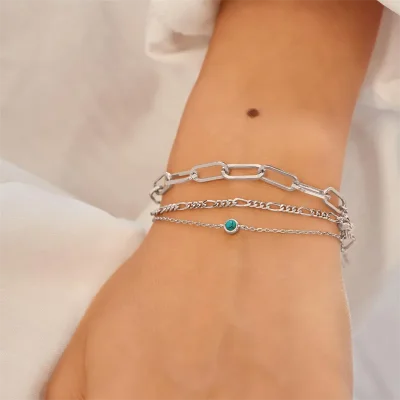 ANIA HAIE SILVER BEZEL-SET LAB-CREATED TURQUISE BRACELET B073-01H