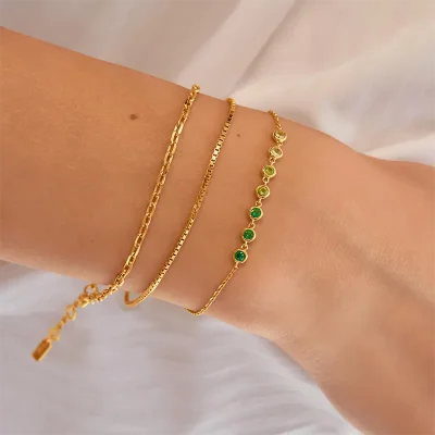 ANIA HAIE GOLD GREEN STATION BRACELET B073-04G