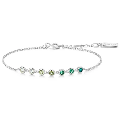 ANIA HAIE SILVER GREEN STATION BRACELET B073-04H