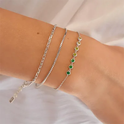 ANIA HAIE SILVER GREEN STATION BRACELET B073-04H