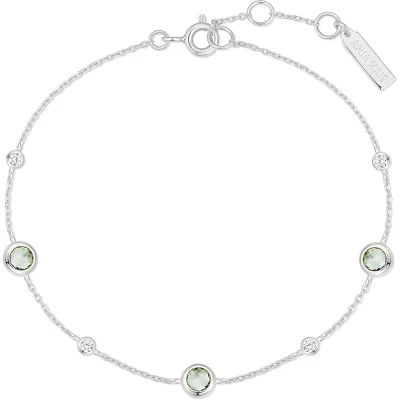 ANIA HAIE SILVER MINT GREEN STATION BRACELET B073-06H