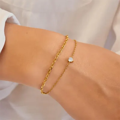 ANIA HAIE GOLD SPARKLE HEART BRACELET B074-01G