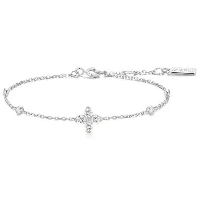 ANIA HAIE SILVER SPARKLING LUCKY CLOVER BRACELET B074-04H