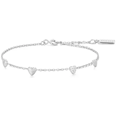 ANIA HAIE SILVER PAVE PUFFED HEART BRACELET B074-06H