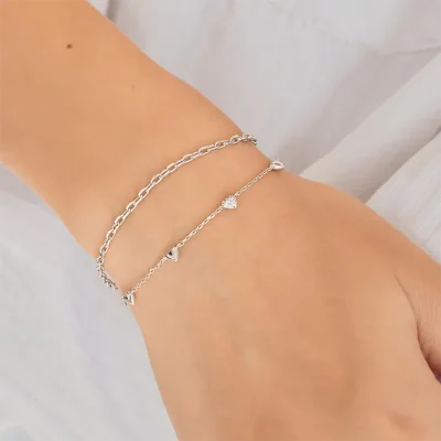 ANIA HAIE SILVER PAVE PUFFED HEART BRACELET B074-06H