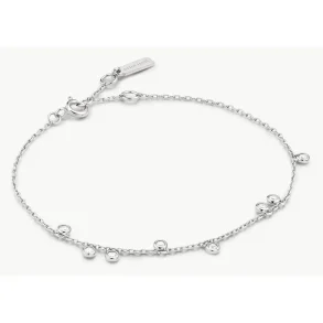 ANIA HAIE SILVER BEZEL-SET DROPLET BRACELET B076-01H