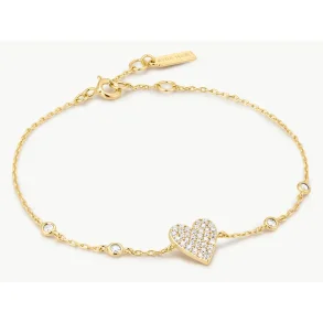 ANIA HAIE GOLD PAVE HEART WITH BEZEL BRACELET B076-02G
