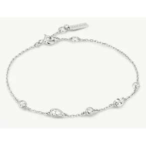 ANIA HAIE SILVER ROUND & TEARDROP BEZEL BRACELET B076-03H