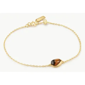 ANIA HAIE GOLD BEZEL TIGER'S EYE DOME PEPPBLE BRACELET B076-05G-TE