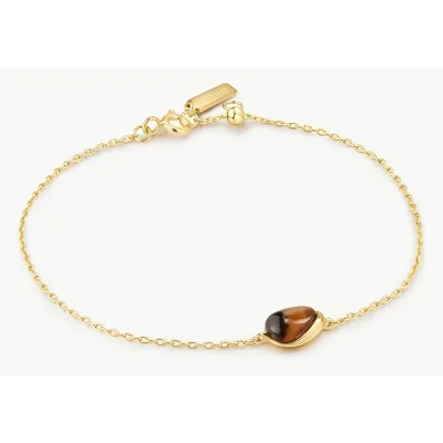 ANIA HAIE GOLD BEZEL TIGER'S EYE DOME PEPPBLE BRACELET B076-05G-TE
