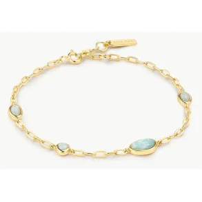 ANIA HAIE GOLD BEZEL AMAZONITE DOME PEPPBLE BRACELET B076-09G-AE