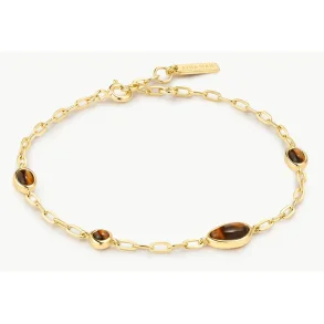 ANIA HAIE GOLD BEZEL TIGER'S EYE DOME PEPPBLE BRACELET B076-09G-TE
