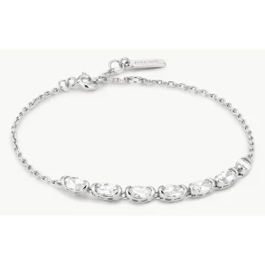 ANIA HAIE SILVER HALF-BEZEL OVAL HALF-TENNIS BRACELET B076-10H