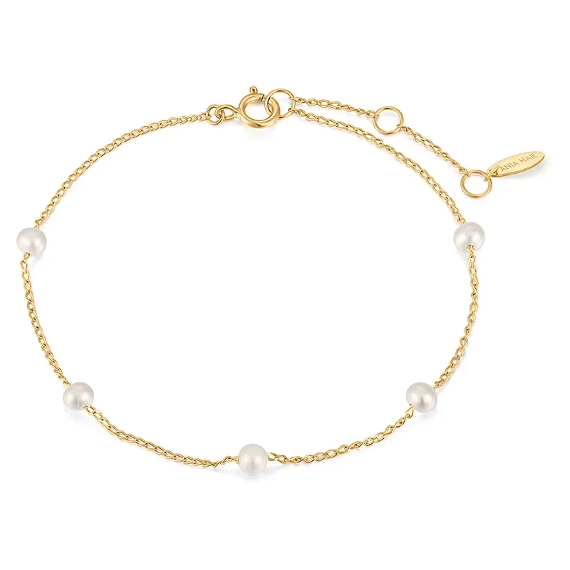 ANIA HAIE 14 KT BRACELET PEARL STATION BAU009-02YG