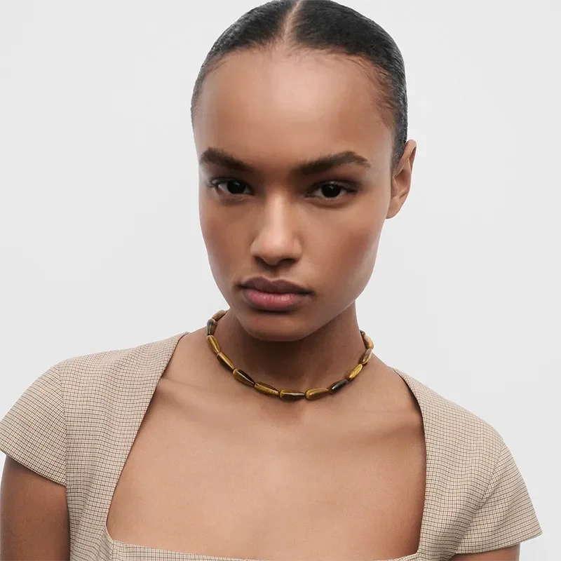 PDPAOLA TIGER EYE DROP NECKLACE CO01-B32-U