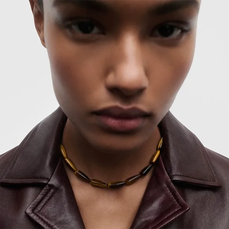 PDPAOLA TIGER EYE DROP NECKLACE CO01-B32-U