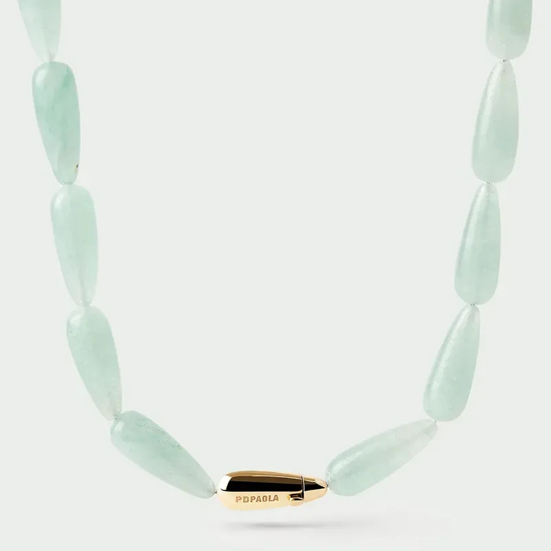PDPAOLA GREEN AVENTURINE DROP NECKLACE CO01-B36-U