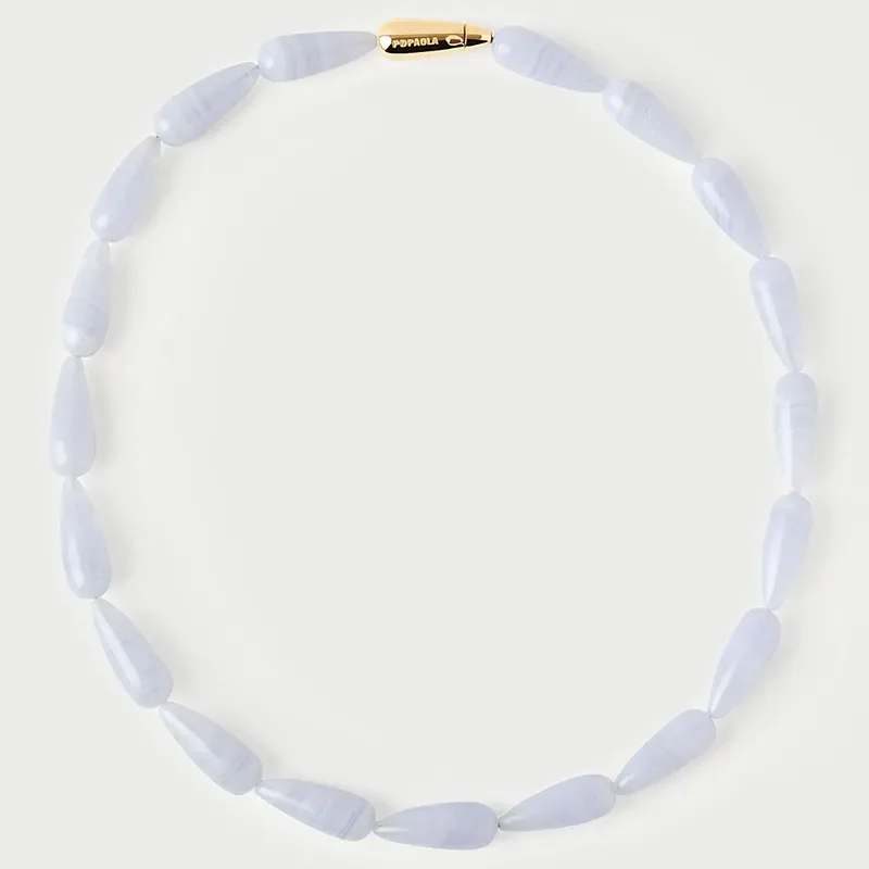 PDPAOLA BLUE AGATE DROP NECKLACE CO01-B38-U