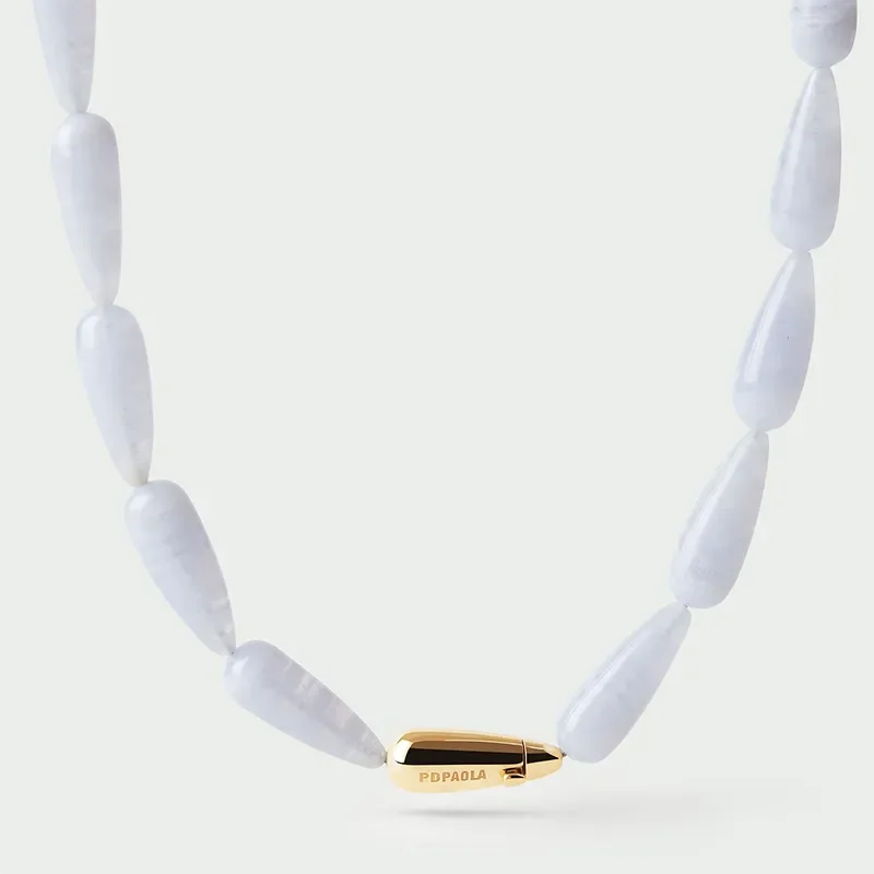 PDPAOLA BLUE AGATE DROP NECKLACE CO01-B38-U