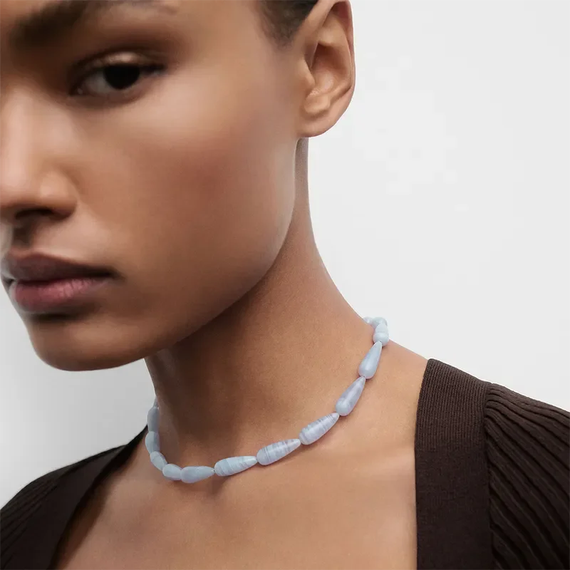 PDPAOLA BLUE AGATE DROP NECKLACE CO01-B38-U