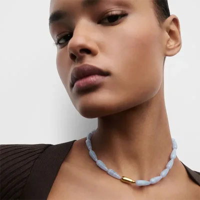 PDPAOLA BLUE AGATE DROP NECKLACE CO01-B38-U