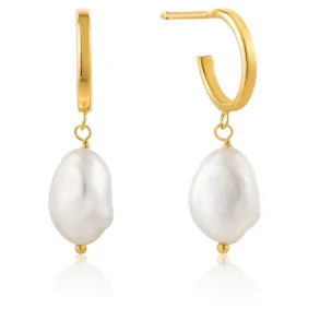 ANIA HAIE PEARL MINI HOOP EARRINGS E019-02G