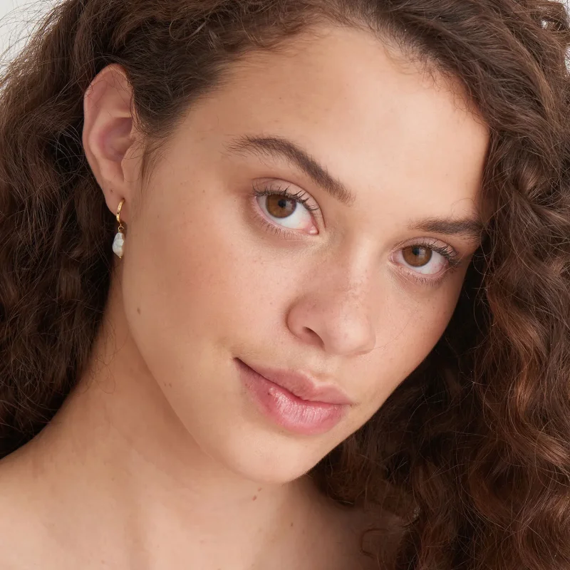 ANIA HAIE PEARL MINI HOOP EARRINGS E019-02G