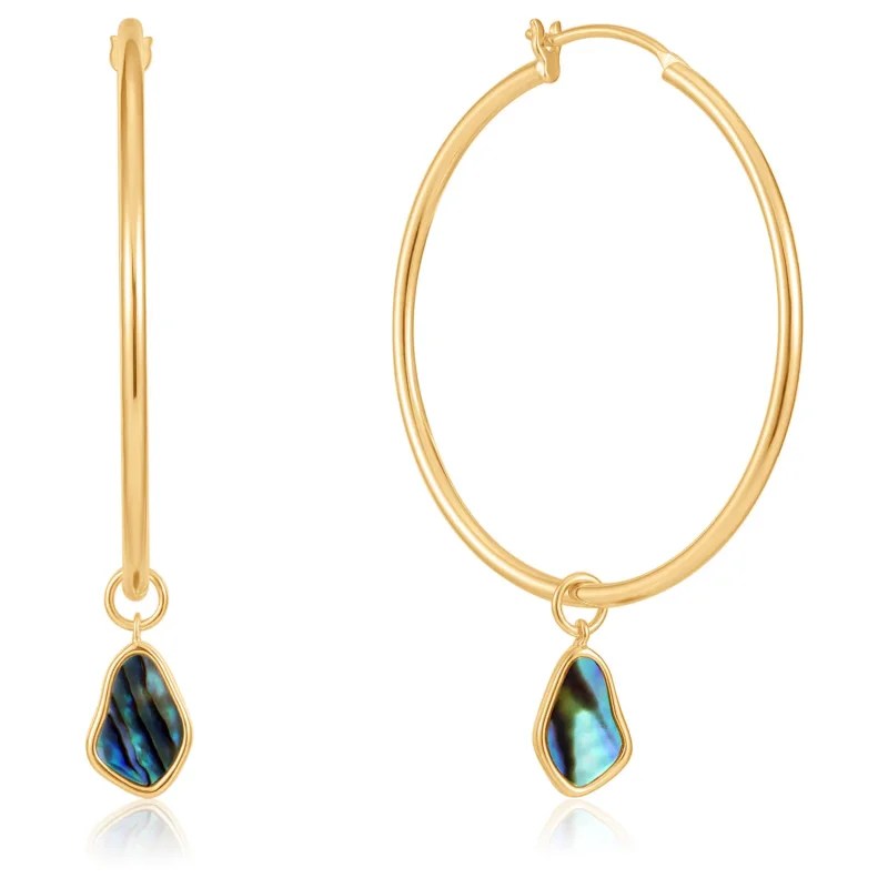 AH TIDAL ABALONE DROP HOOP EARRINGS E027-05G
