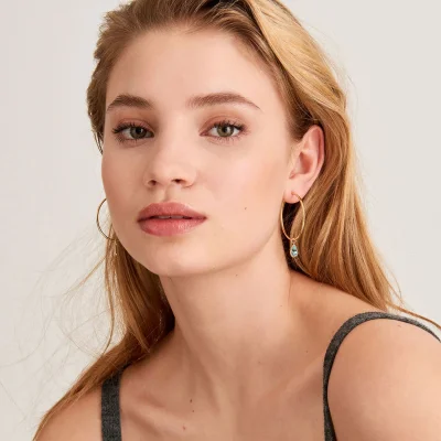 AH TIDAL ABALONE DROP HOOP EARRINGS E027-05G