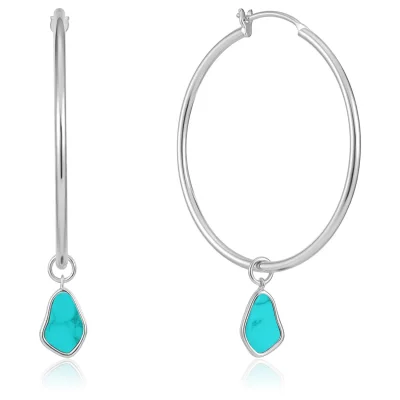 AH TIDAL TURQUOISE DROP HOOP EARRINGS E027-05H