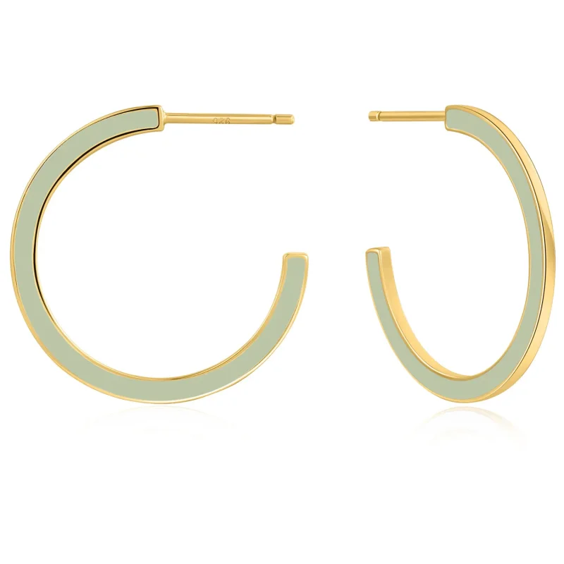 ANIA HAIE SAGE ENAMEL HOOP EARRINGS E028-06G-G