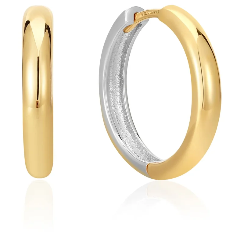 ANIA HAIE EARRINGS TWO TONE HOOP E048-01T