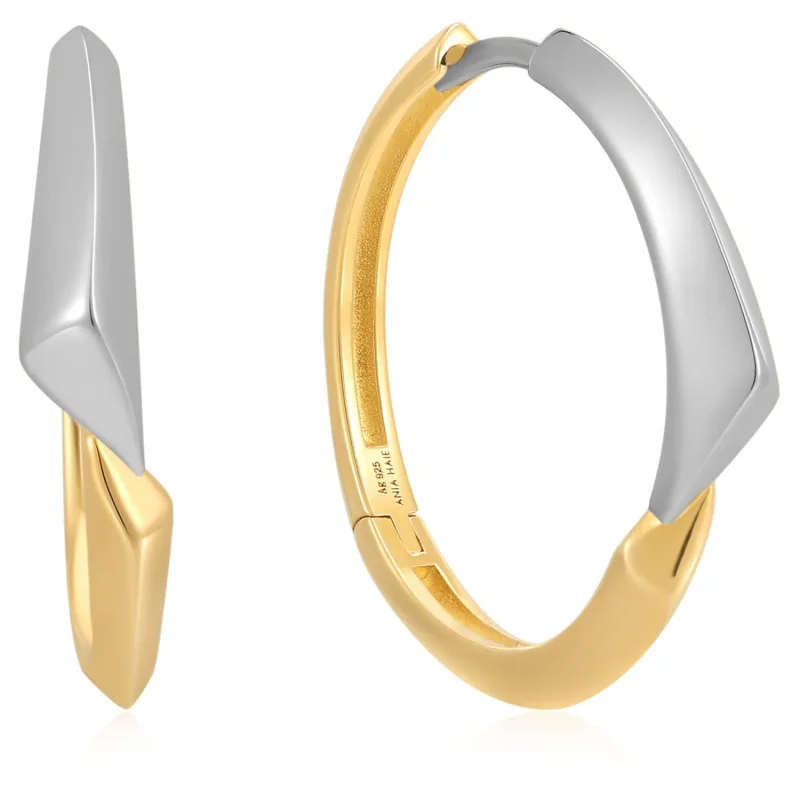 ANIA HAIE EARRINGS TWO TONE ARROW HOOP E049-05T
