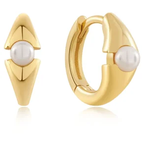 ANIA HAIE EARRINGS PEARL HOOPS E054-03G