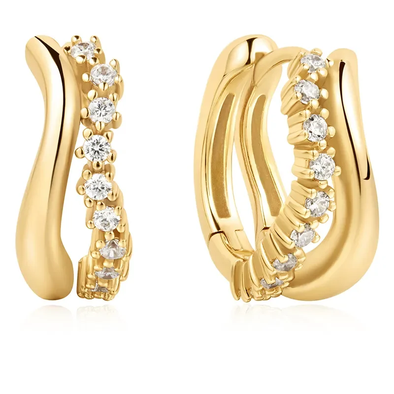ANIA HAIE SPARKLE DOUBLE HOOP EARRINGS E056-05G
