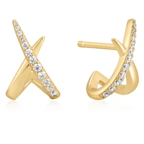 ANIA HAIE KISS POLISHED PAVE STUD EARRINGS E057-03G