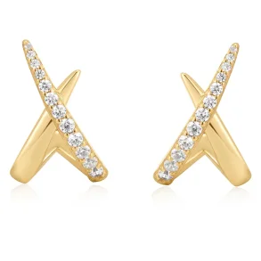 ANIA HAIE KISS POLISHED PAVE STUD EARRINGS E057-03G