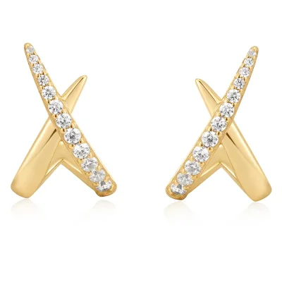 ANIA HAIE KISS POLISHED PAVE STUD EARRINGS E057-03G