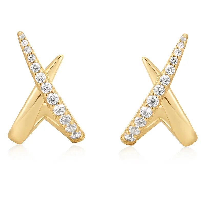 ANIA HAIE KISS POLISHED PAVE STUD EARRINGS E057-03G