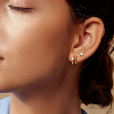 ANIA HAIE PARALLEL DUO FRESHWATER PEARL EARRINGS E058-02G