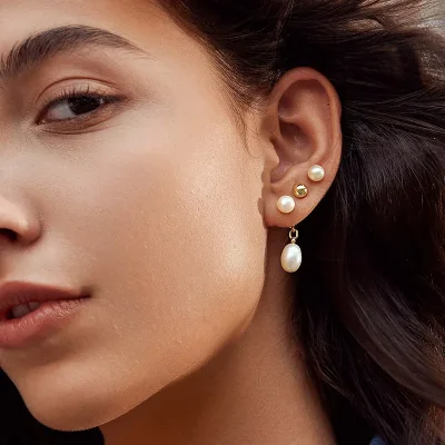 ANIA HAIE FRESHWATER PEARL STUD JACKET EARRINGS E058-06G