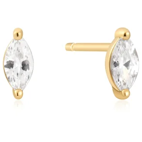 ANIA HAIE GOLD MARQUISE SOLITAIRE STUD EARRINGS E059-02G