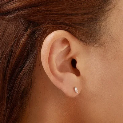 ANIA HAIE SILVER MARQUISE SOLITAIRE STUD EARRINGS E059-02H